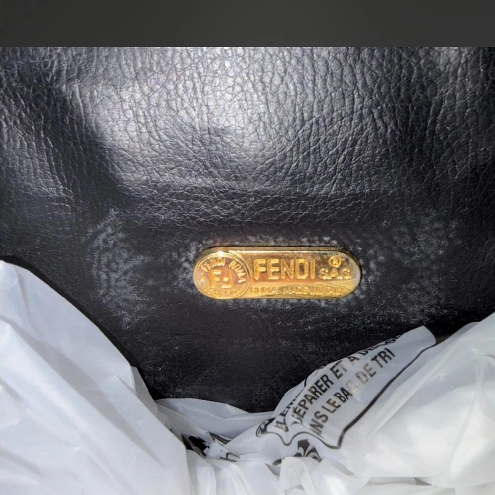 Fendi Black Leather Laptop Bag